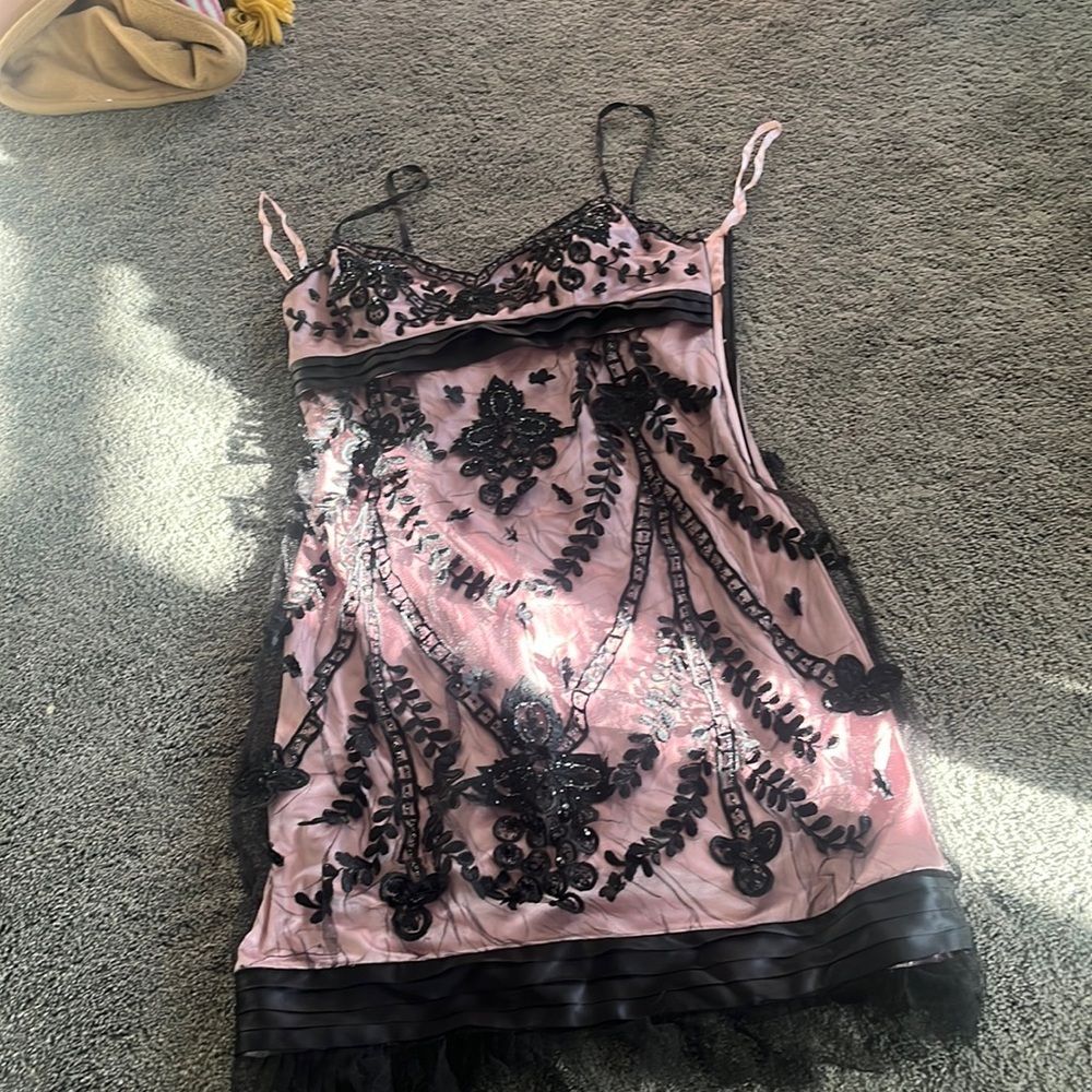 Luxe pink and black dress